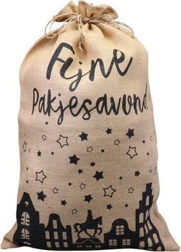 Zak - Jutezak - Jute - 50x80cm - Fijne pakjesavond - 1 stuks