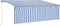vidaXL - Luifel - met - rolgordijn, - LED - en - windsensor - 4,5x3 - m - blauw - en - wit