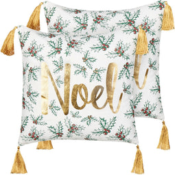 ZAMIA - Sierkussen set van 2 - Wit/Goud - Katoen