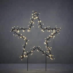 Luca Lighting Garden d'Light - Tuinsteker Ster 100 LED Witte Verlichting - Zwart L60 x H73 cm