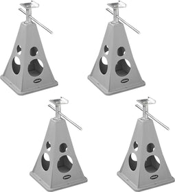 Campout Steunenset – Assteun - Stabilisatieset Caravan of Aanhangwagen – Caravansteun - Voorkom wegzakken – 300 - 420 mm - Makkelijk Afstellen - Maximaal 750 kg per steun - Inclusief opbergtas - 4 stuks – Zilver