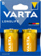 Varta Longlife Extra D - Alkaline batterijen - Betrouwbare energielevering - Geel (2 stuks)