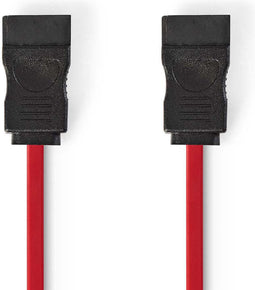SATA Kabel - 3 Gbps - SATA 7-Pins Female - SATA 7-Pins Female - Vernikkeld - 0.50 m - Plat - PVC - Rood - Polybag