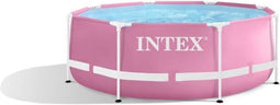 INTEX - Rond roze metalen frame zwembadkit - buisvormig - Ø xh: 2,44 x 0,76 m