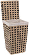 5Five Wasmand Riet met deksel - beige/zwart - 40L - 33 x 33 x 53 cm