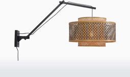 GOOD&MOJO Wandlamp Bhutan - Bamboe Zwart/Naturel - 95x50x55cm - Binnen Scandinavisch,Bohemian