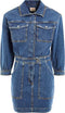 Guess Eliza Mini Jeans Jurk - Overhemdkraag - Cargo zakken - Blauw - Maat XS