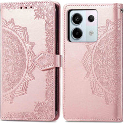 imoshion Hoesje Geschikt voor Xiaomi Redmi Note 13 Pro (5G) / Poco X6 Hoesje Met Pasjeshouder - imoshion Mandala Bookcase - Rosé Goud
