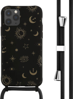 iMoshion Hoesje Geschikt voor iPhone 11 Pro Hoesje Met Koord - iMoshion Siliconen design hoesje met koord - Zwart / Sky Black