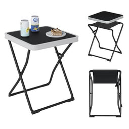 eSituro Campingtafel 2-in-1 met Afneembaar Blad - Zwart - 40,5 x 40,5 x 50 cm