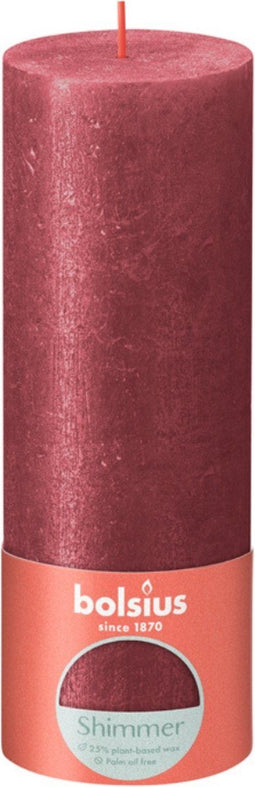 Bolsius Stompkaars Shimmer Red - 19 cm / Ø7 cm