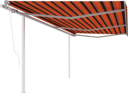 vidaXL - Luifel - automatisch - uittrekbaar - met - palen - 6x3 - m - oranje - en - bruin