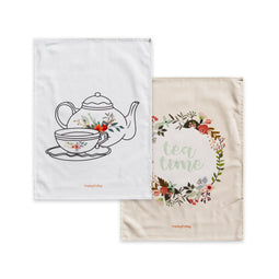 Happy Friday Tea towel (2 pc) Time to tea 70x50 cm Multicolor