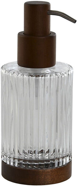 Zeepdispenser Home ESPRIT Bruin Transparant Aluminium Kristal Acacia 8 x 7,5 x 18,5 cm