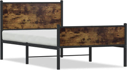 vidaXL - Bedframe - zonder - matras - metaal - gerookt - eikenkleurig - 100x190 - cm