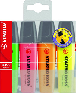Markeerstift STABILO Boss Original 70/4 etui à 4 kleuren - 5 stuks