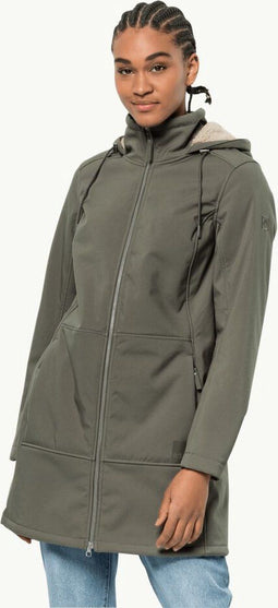 Jack Wolfskin WINDY VALLEY COAT - Outdoorjas Dames - TEXASHIELD PRO SOFTSHELL - dusty olive (2022)
