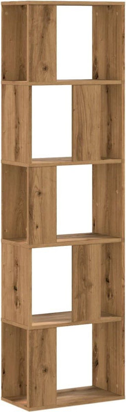 vidaXL - Boekenkast - 5-laags - 45x23,5x162,5 - cm - hout - artisanaal - eikenkleur