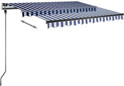 vidaXL - Luifel - vrijstaand - handmatig - uittrekbaar - 300x250 - cm - blauw - en - wit
