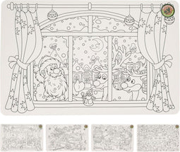 Placemat Kerst Kleurplaat, Set van 12 stuks