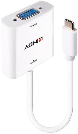 Lindy 43355 - USB type C naar VGA converter - Draaibare stekker - Wit