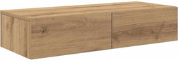 vidaXL - Wandschap - met - lades - 80x33x17 - cm - bewerkt - hout - artisanaal - eiken