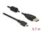 Delock USB 2.0-A / USB mini-B 5pin - Kabel 0.70m Haaks - Zwart