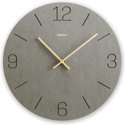 Hama Wandklok "Kreta", kwarts, analoog, MDF, gegraveerde cijfers, Ø 30 cm, grijs