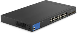 Linksys LGS328PC - Netwerk Switch - Managed - 24 Poorten - PoE+ - Zwart
