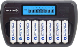 EverActive NC800 - LCD Batterijlader - 8 onafhankelijke laadsloten - Zwart