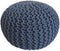SVJ Poefs Rond - 55 x 55 x 37 cm - Katoen - Grijs/Blauw - Set van 2