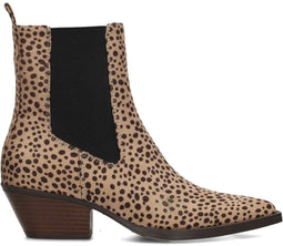 POSH by Poelman CARMEN - Enkellaars - Blokhak 4,5 cm - Beige met dierenprint