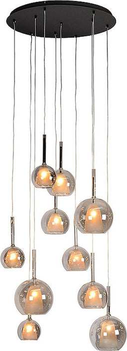 Atmooz - Hanglamp Saigon - Industrieel - Woonkamer / Slaapkamer / Eetkamer - Plafondlamp - Zwart - Hoogte 140cm - Metaal en glas