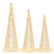 Coast Verlichte Kerstkegelbomen Set van 3 - Warmwit LED - Sterrenslingers - Wit - 81 / 72 / 62 cm (set van 3)