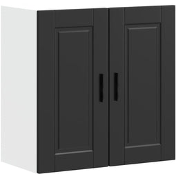 vidaXL - Keukenwandkast - Porto - bewerkt - hout - zwart