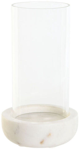 Kaarshouder Home ESPRIT Wit Natuurlijk Kristal Marmer 10 x 10 x 18 cm