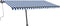vidaXL - Luifel - handmatig - uittrekbaar - met - LED - 400x350 - cm - blauw - en - wit