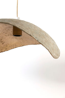 Liz - Hanglamp - Grijs papieren kap - Antiek brons 53 x 43 cm