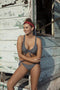 Beach Hut - Bikini top - Retro chevronprint - Zwart/wit - Maat 80D