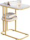 SoBuy FBT110-G - Bijzettafel - Gouden Salontafel met Marmereffect