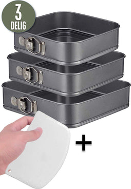 COOCK 3-delige Bakvorm Set - Springvorm - Antiaanbaklaag - 24 tot 28 cm diameter (3 stuks)