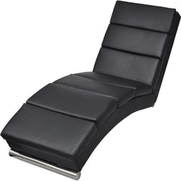 vidaXL - Chaise - longue - kunstleer - zwart