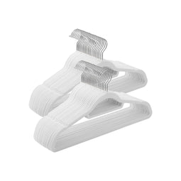 Songmics Milano - Kledinghangers - Antislip Fluweel - Wit/Zilver (50 stuks)
