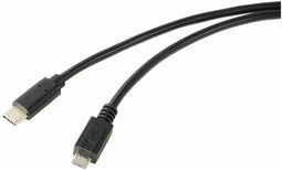 Renkforce RF-5719754 - USB type-C naar USB 2.0 micro kabel - 100 cm - Zwart