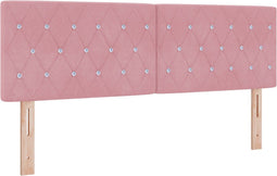 vidaXL - Hoofdbord - met - Kristallen - Knoppen - - - Roze - - - 140 - cm - - - Velvet