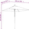 vidaXL - Parasol - met - houten - paal - 198x198x231 - cm - bordeauxrood