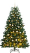 vidaXL - Kunstkerstboom - met - scharnieren - 300 - LED's - en - kerstballen - 180 - cm