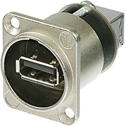 Neutrik NAUSB - USB 2.0 type-A naar B - Male/female - Zilver Zwart