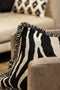 Dutch Decor ZABY - Sierkussen 45x45 cm - zebra print - met franjes - Raven - zwart - Inclusief binnenkussen