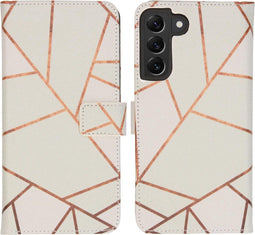 iMoshion Hoesje Geschikt voor Samsung Galaxy S22 Plus Hoesje Met Pasjeshouder - iMoshion Design Softcase Bookcase - Wit / White Graphic